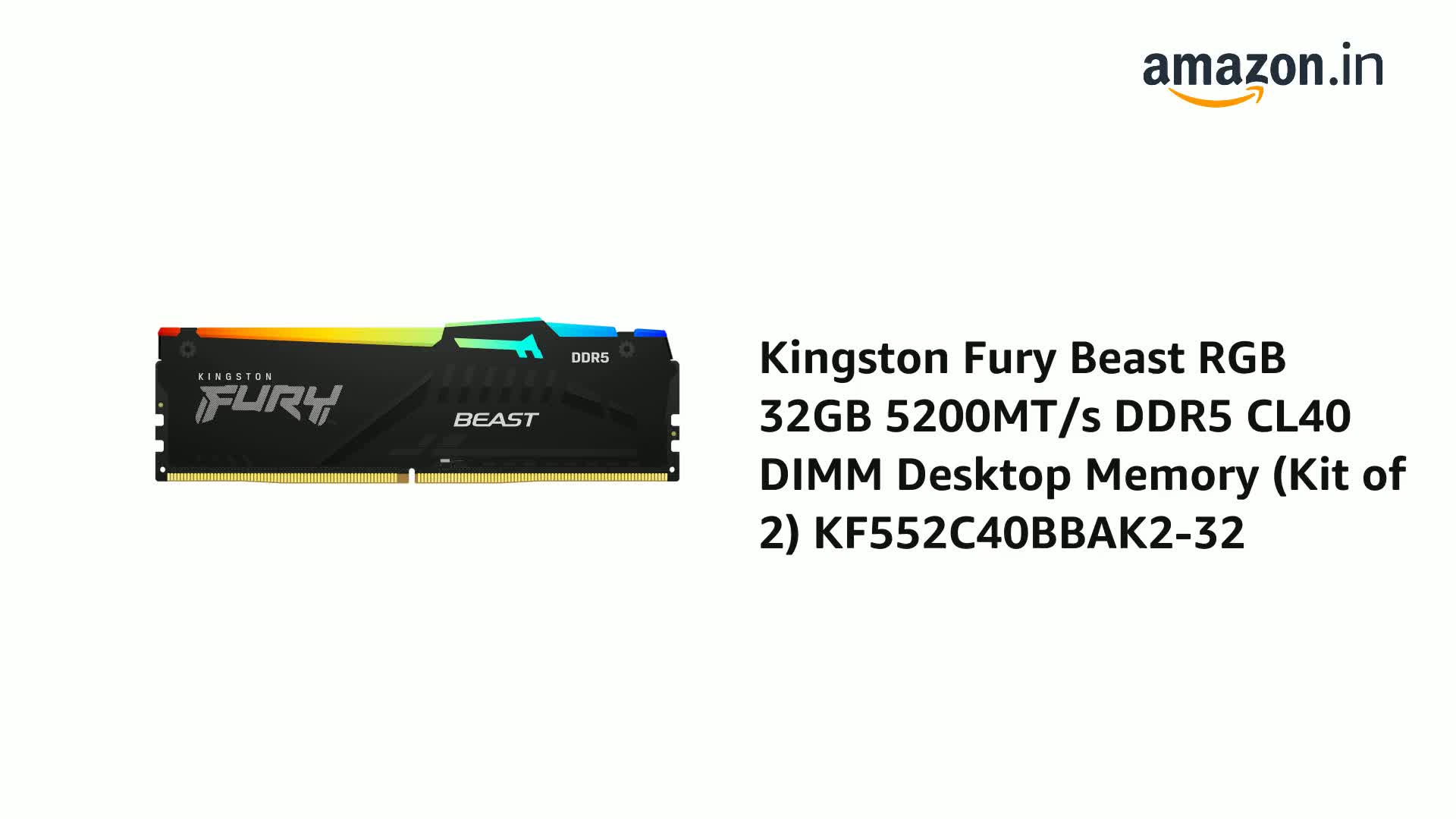 Amazon.in: Buy Kingston Fury Beast RGB 32GB 5200MT/s DDR5 CL40
